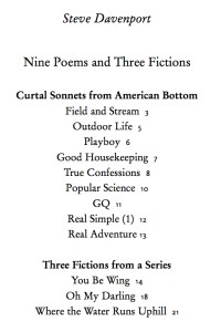 Davenport Nine Poems and Three Fictions