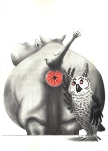 One of Ian Falconer's illustrations from Squirrel Seeks Chipmunk.