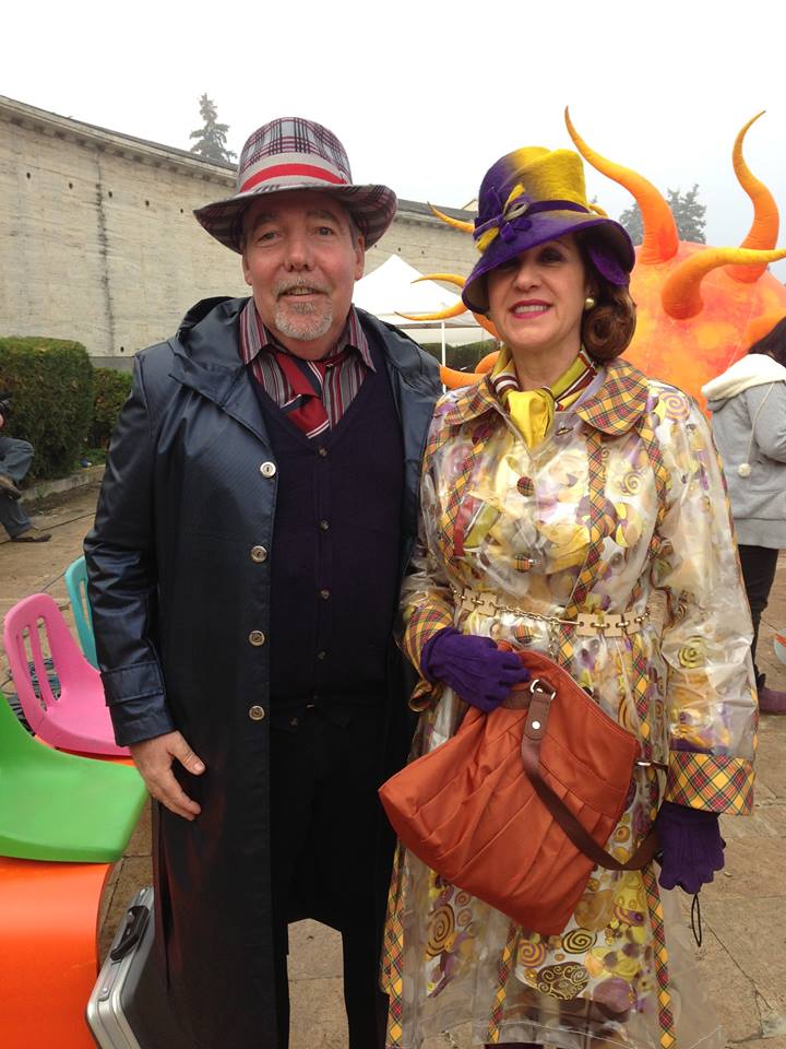 Pat Rushin and his wife Mary on the set of The Zero Theorem.