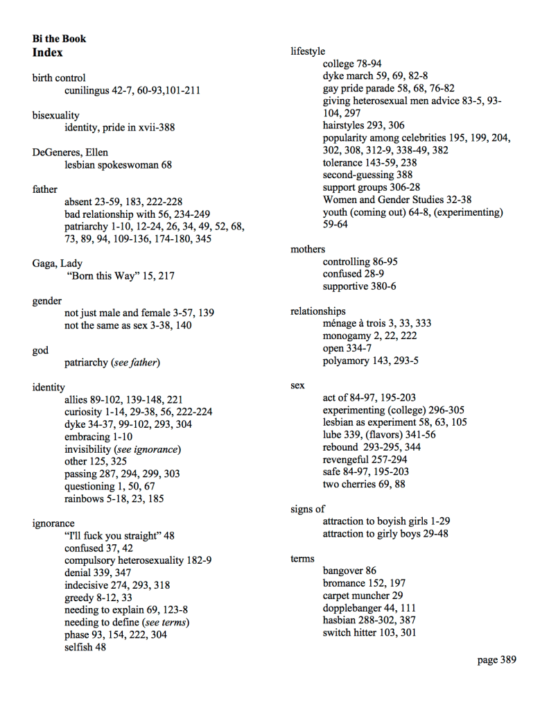 Index for Bi the Book