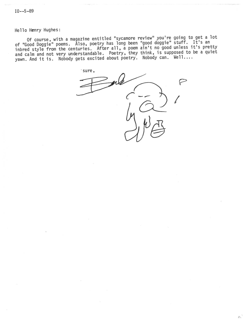 Bukowski Hughes letter 1