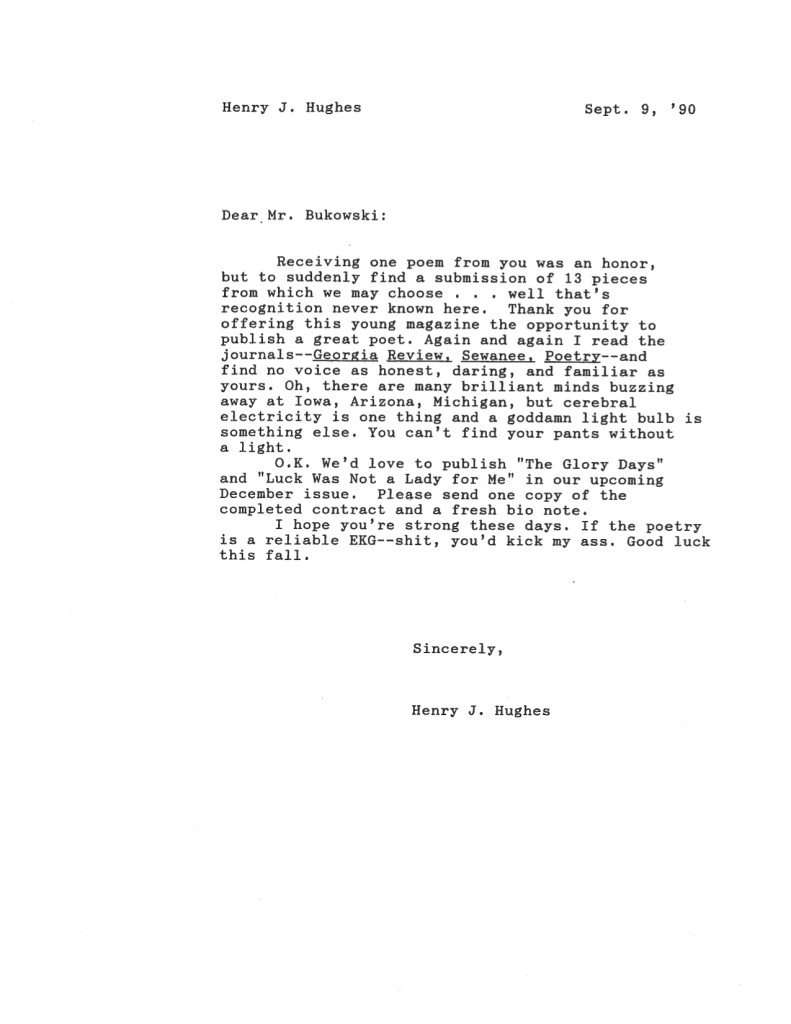 Bukowski Hughes letter 4